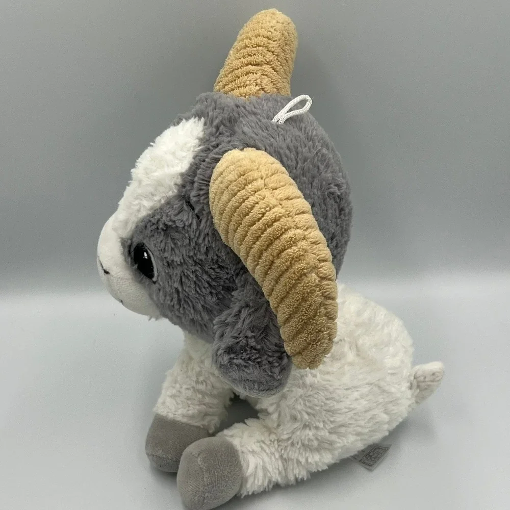 Fiesta Plush Billy Goat Ram 11in Grey White Very Good 1pc Ribbed Horns C17103